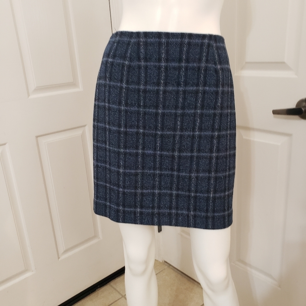 Petite Sophisticate Navy Plaid Mini Skirt